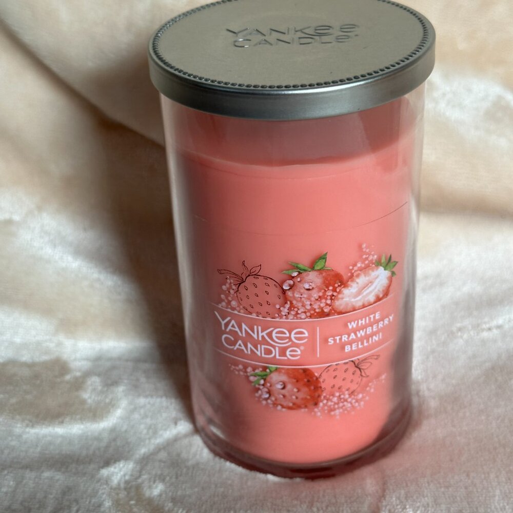 Yankee Candle White Strawberry Bellini 14.25 oz Spring Summer Fresh Scent NWT